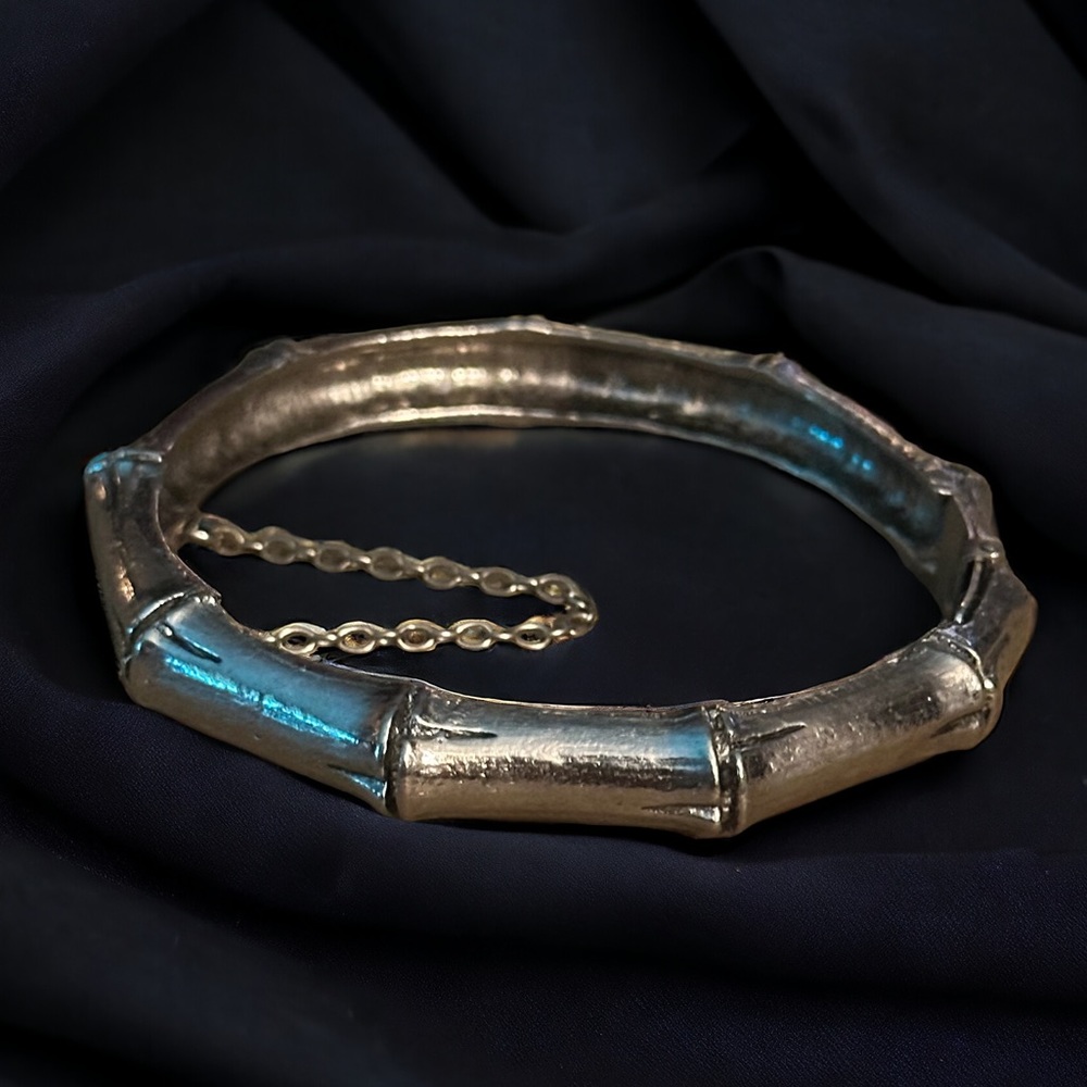 Vintage silver bamboo hinged bracelet